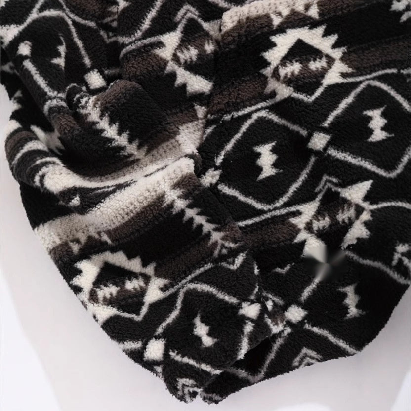 Fashionable Women's Ethnic Printed Fleece Sweater