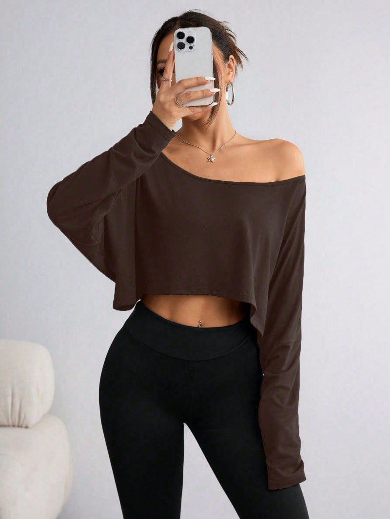 Fashion Off-shoulder Loose Bottoming Top T-shirt Ice Feeling