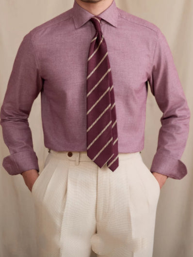 Retro Cotton Business-Casual Long-Sleeve Shirt For Commuting Skin-Friendly British Windsor Collar Slim Fit