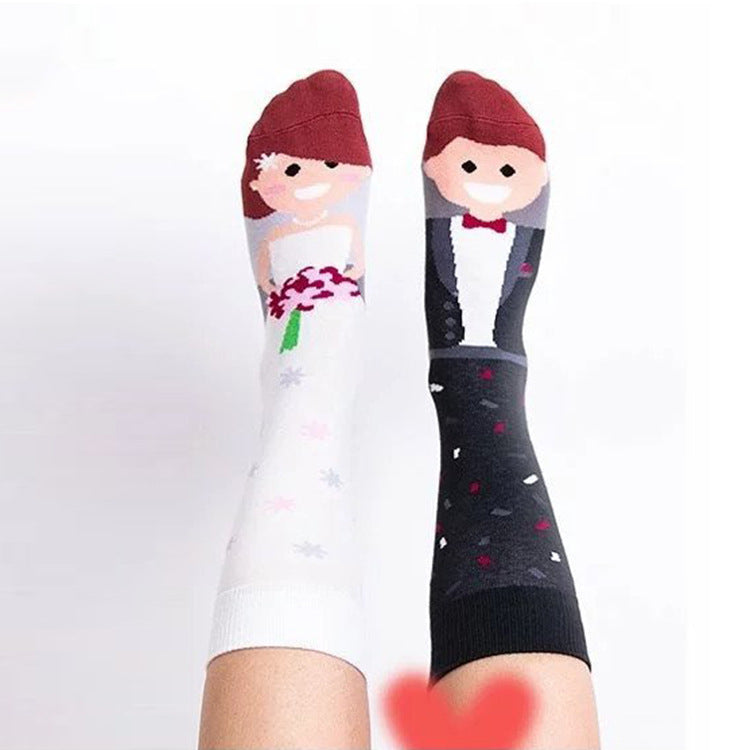 Mandarin Duck  Asymmetric Ab Socks Mid Tube Jacquard