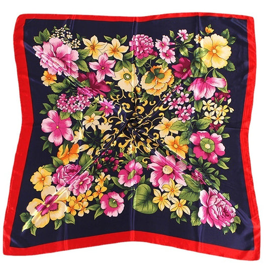 Spring And Autumn Women's Printed 90 Large Kerchief Artificial Silk Floral Scarf
