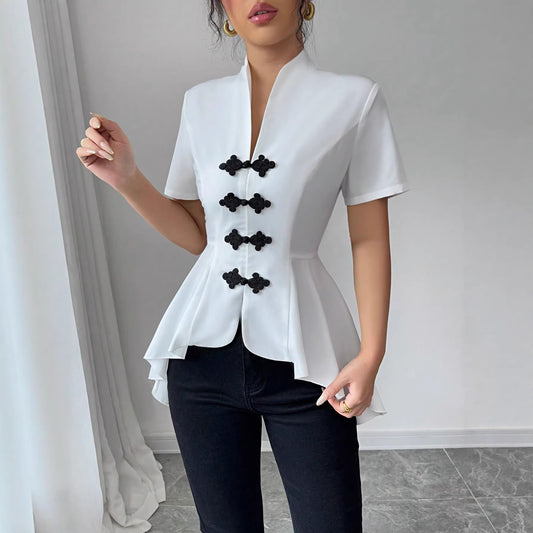Elegant And Stylish Casual Shirt With A Symmetrical Hem