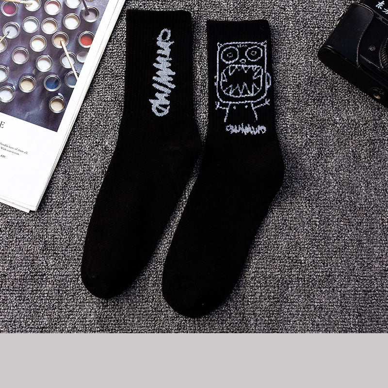 Spring And Autumn Sports Graffiti Men's Basketball Socks