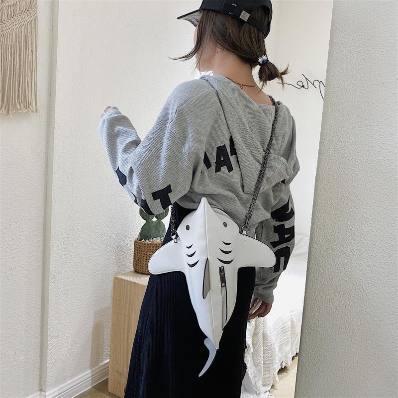 Spring Concise Cartoon Cute Shark Shoulder Women's Funny Personality Ugly And Cute Messenger Bag
