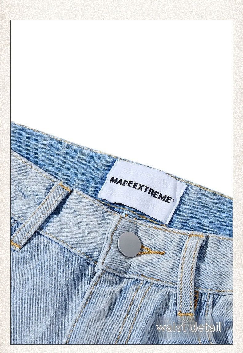 Street Mænds Tøj Vasket Slidt Kattehår Fritidsbukser Ødelagt Kvast Lige Jeans