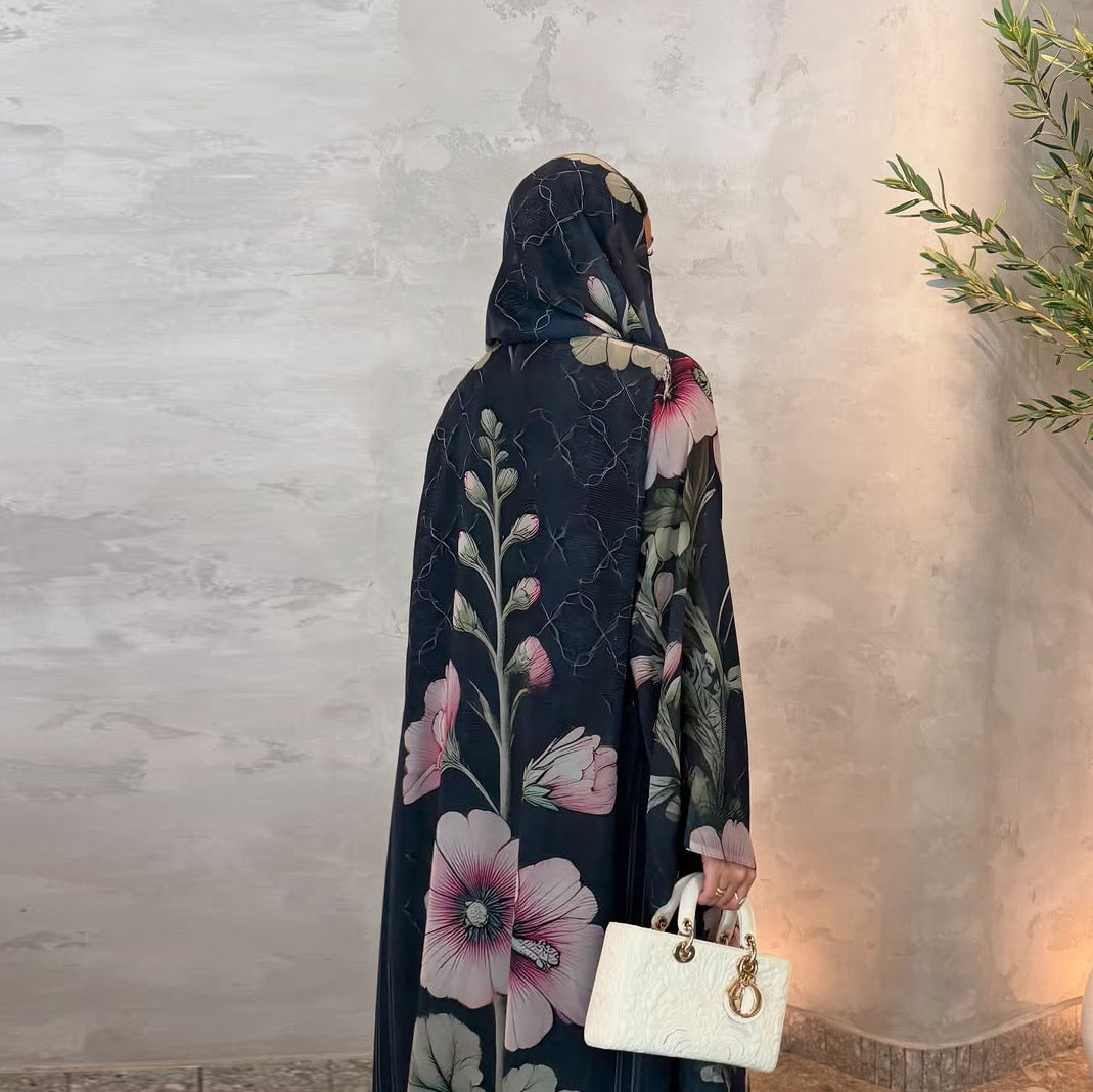 Middle Eastern Printed Robe-cardigan Headscarf Dubai