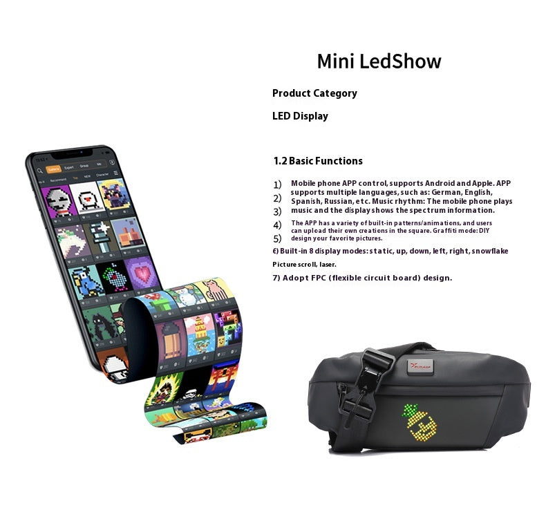 LED Smart Waist Bag Outdoor Sports Billboard Mobile Display