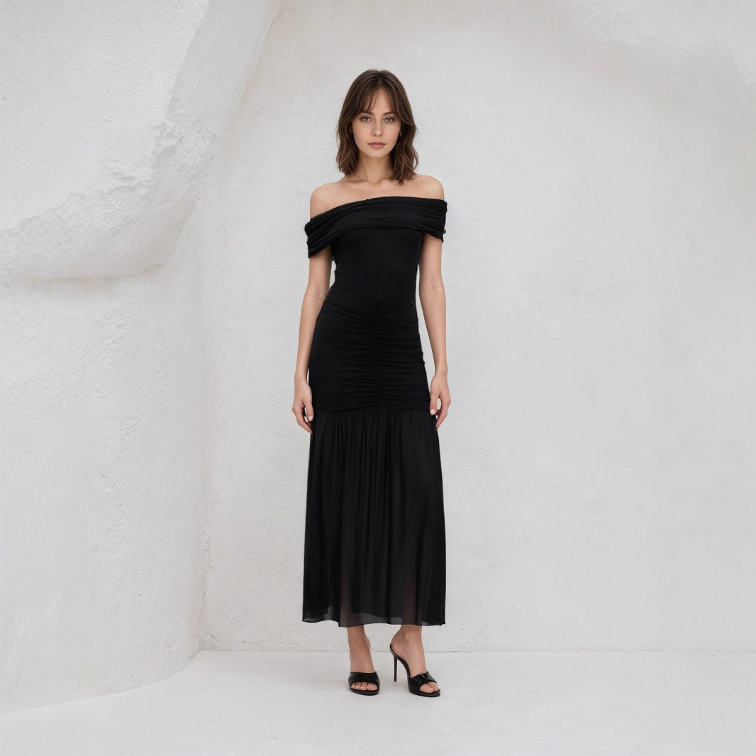 Summer New Patchwork Mesh Long Dress