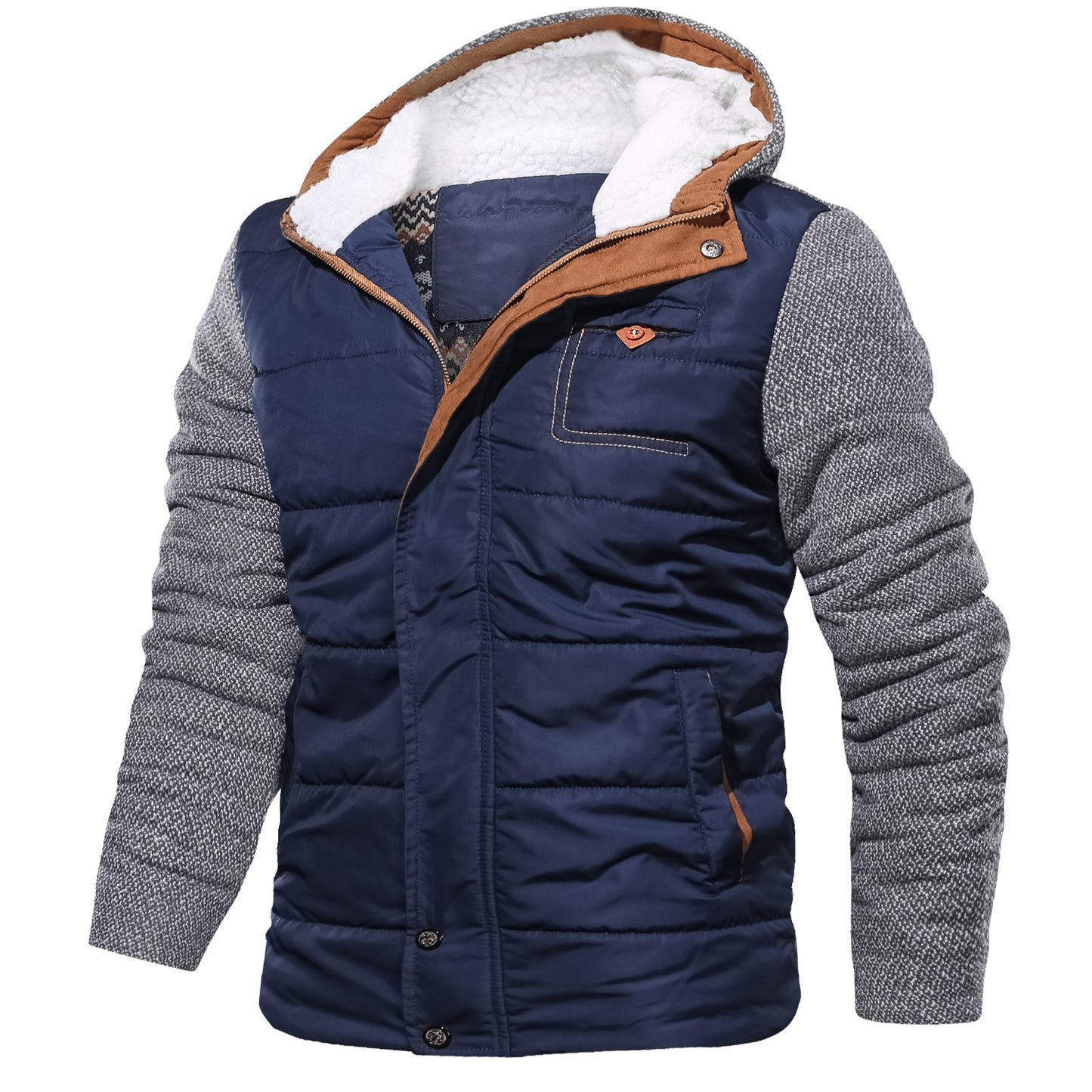 MOQ 200pcs Spliced Men's Cotton Jacket Plus Size Jacket