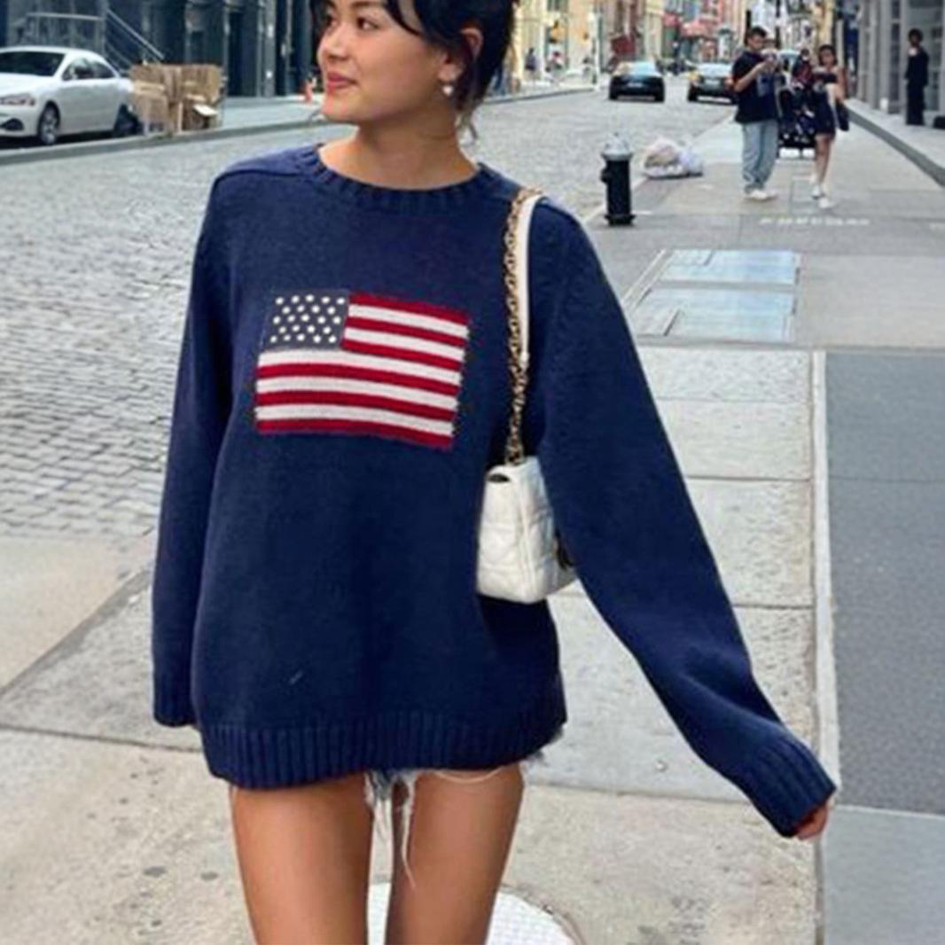 Women's Retro Long-sleeved Pullover Round Neck Sweater