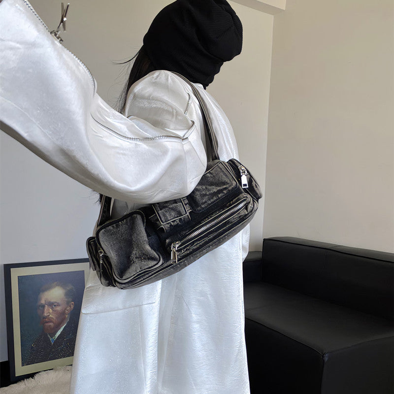Niche Lokomotiv-stil Multifunktions Retro Denim Skuldertaske/Crossbody-taske