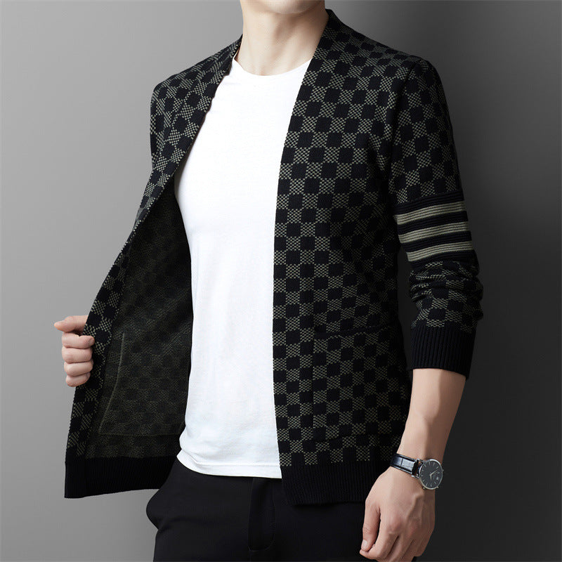 Efterår Ny Herre V-hals Ternstrikket Sweater
