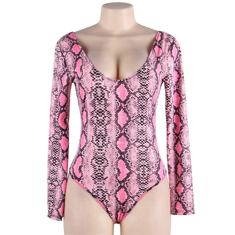Fashion Pattern Snake Print Women's Bodysuit