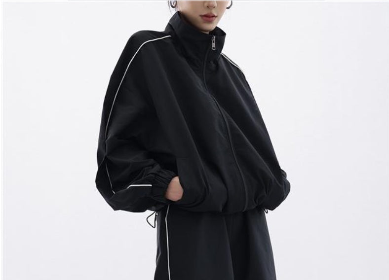 Women's Sports Shell Jacket Cardigan Coat Wide Leg Pants