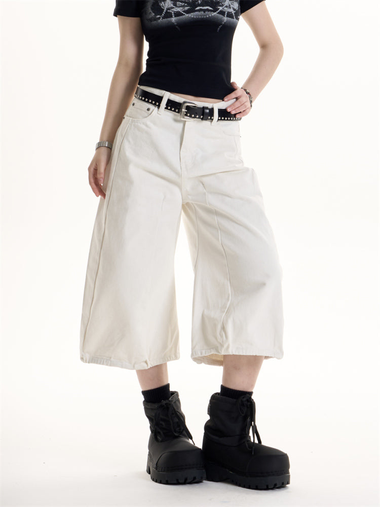 American Retro Hot Girl Style White Wide-leg Casual Pants