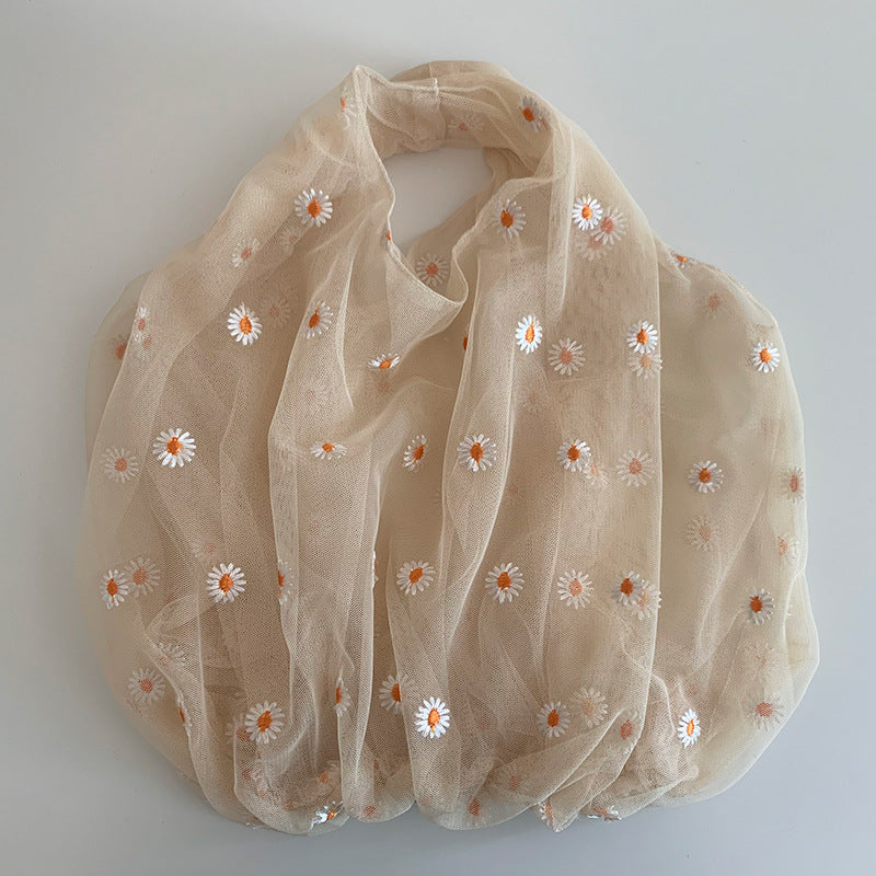 Mesh Embroidered Flower Bag Fairy Cute Handbag In Summer