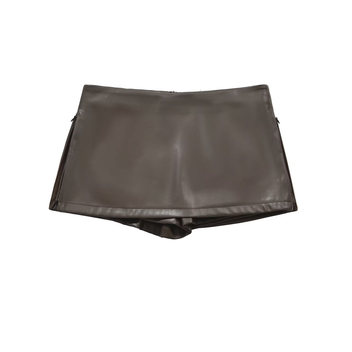 Low Waist Mini Zipper PU Leather Hip Skirt