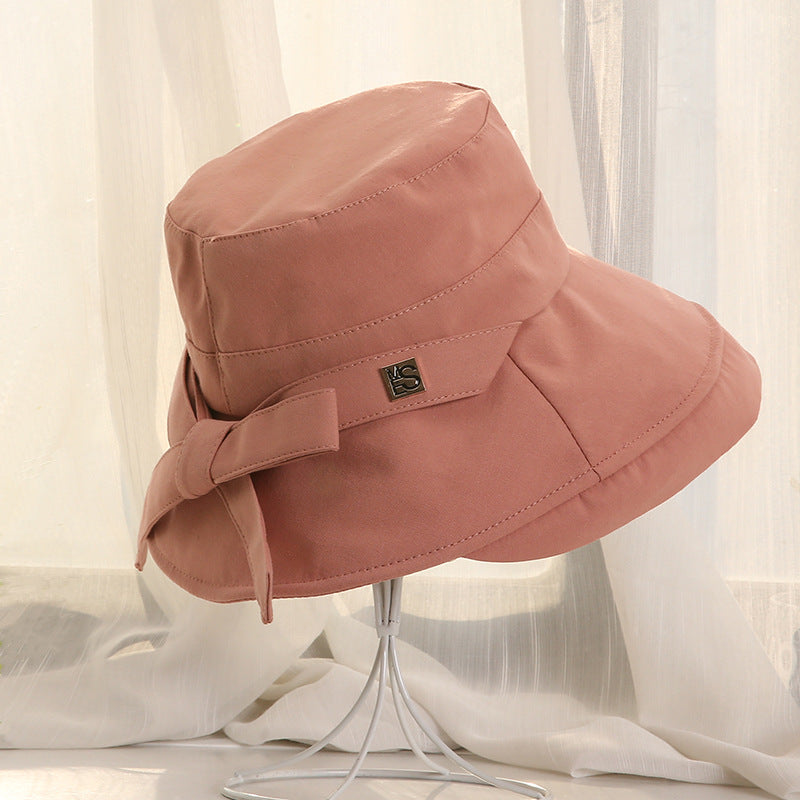 Cotton And Linen Solid Color Foldable Female Basin Hat