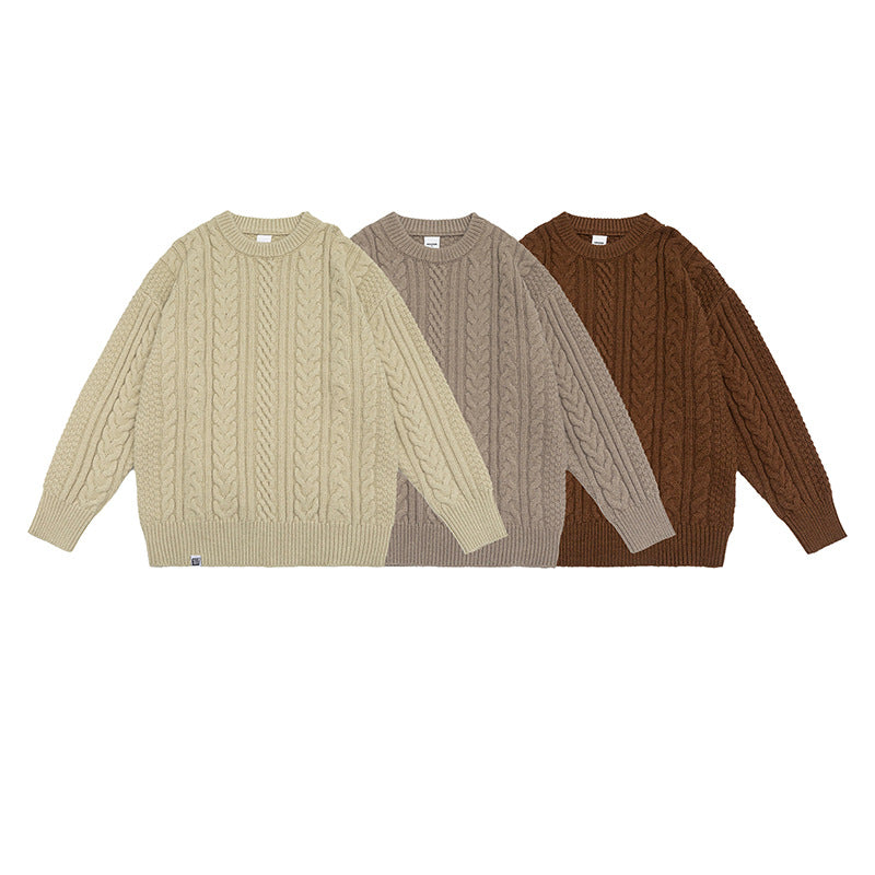 Japanese-style Retro Simple Sweater Male Couple Loose