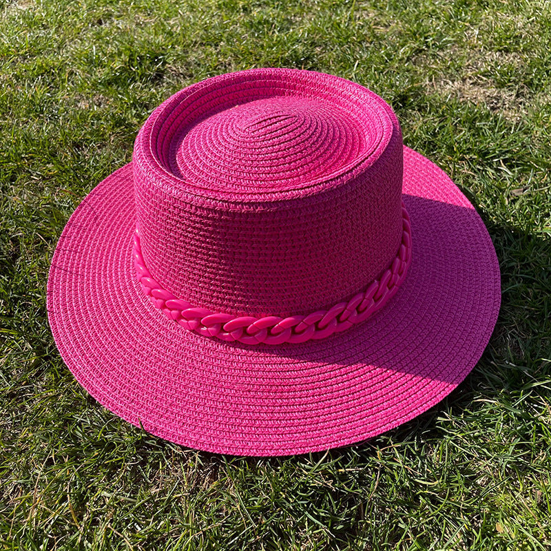 Candy Girl Chain Straw Hat Beach Big Brim