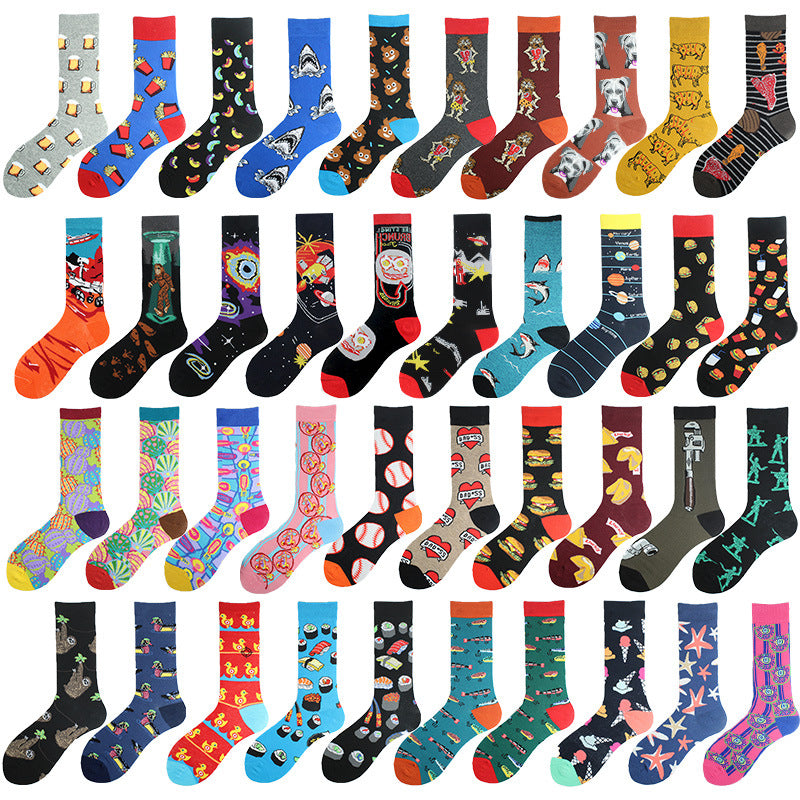 Men's Mid-calf Cotton Socks Jacquard Couple Sex Socks