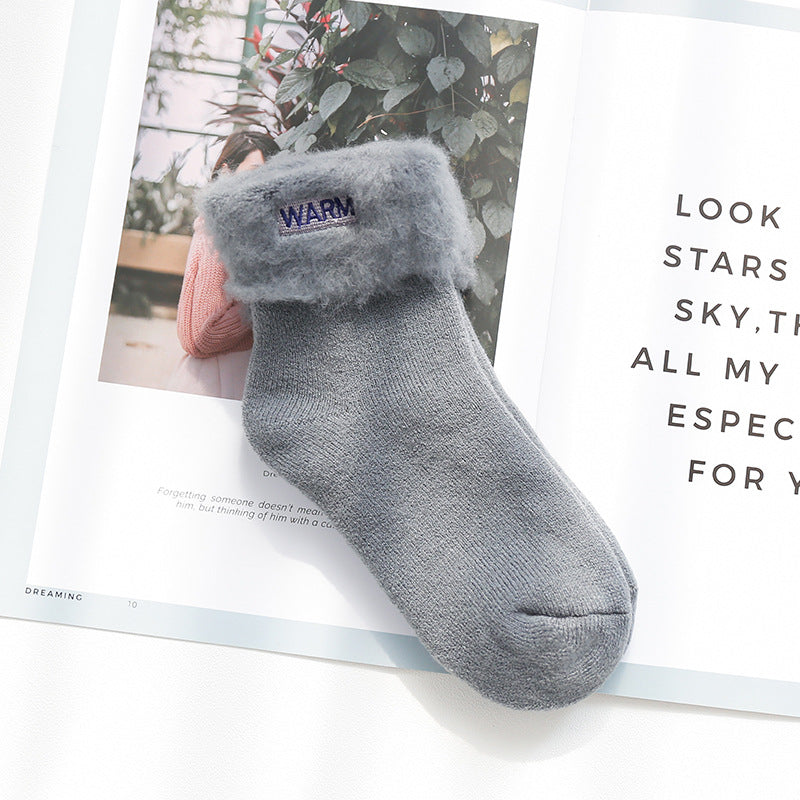 Women's Wholesale Brushed Thickened Wool Lining Room Socks