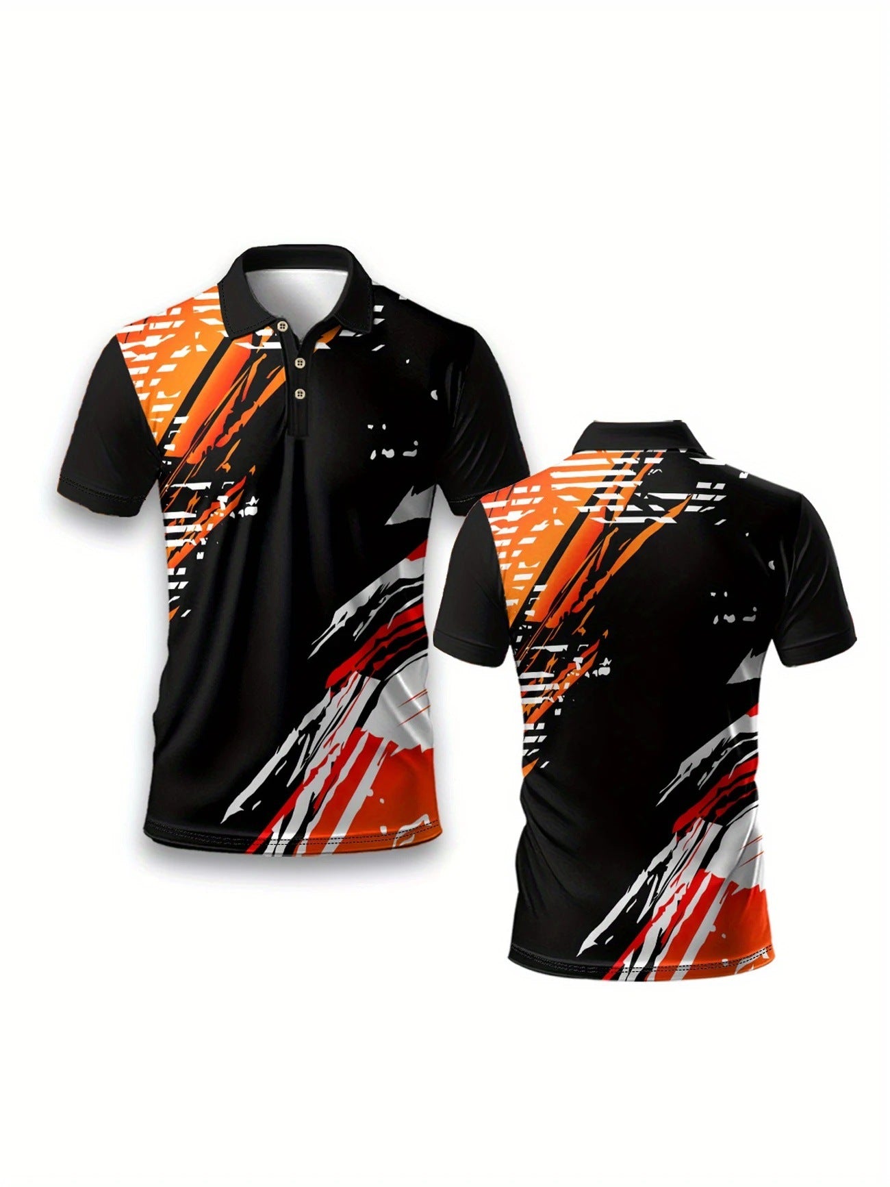 Mens Short Sleeve Athletic Top Breathable Printed With A Turn Down Collar