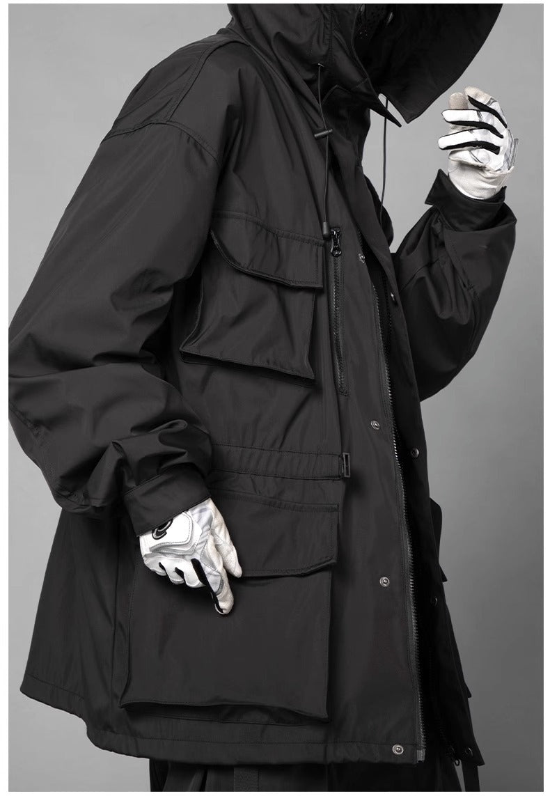 Men's Loose Fitting Casual Black Waistband Jacket