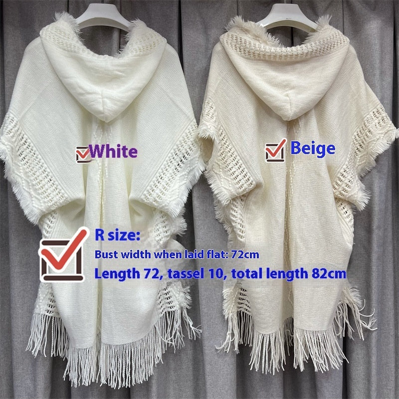 Autumn And Winter European And American Plus Size Hooded Pullover Sweater Tassel Batwing Shirt