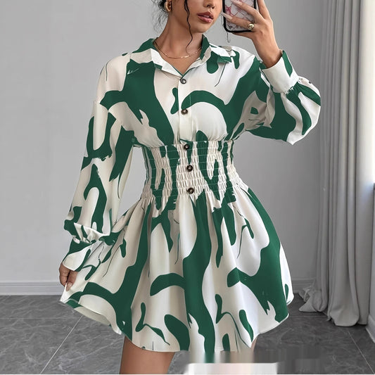 European And American-style Fashionable Collar-lined Dress