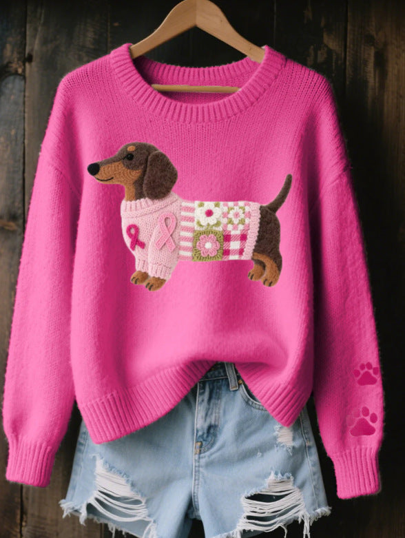 Womens Printed Crew-Neck Faux Sweater Top