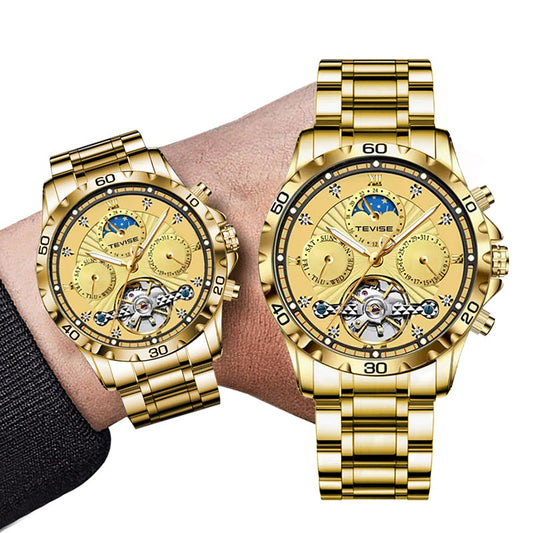 Fashion Business Men's Waterproof Tourbillon Steel Belt Mechanical Watch