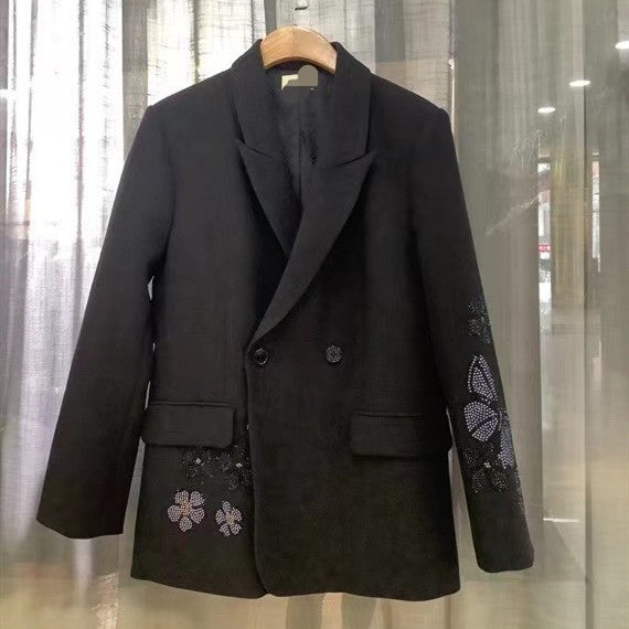 Women's New Heavy Industry Skull Butterfly Color Hot Diamond Jacket