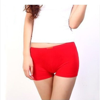 Women's Cotton Solid Color Mid-waist Boxer Briefs