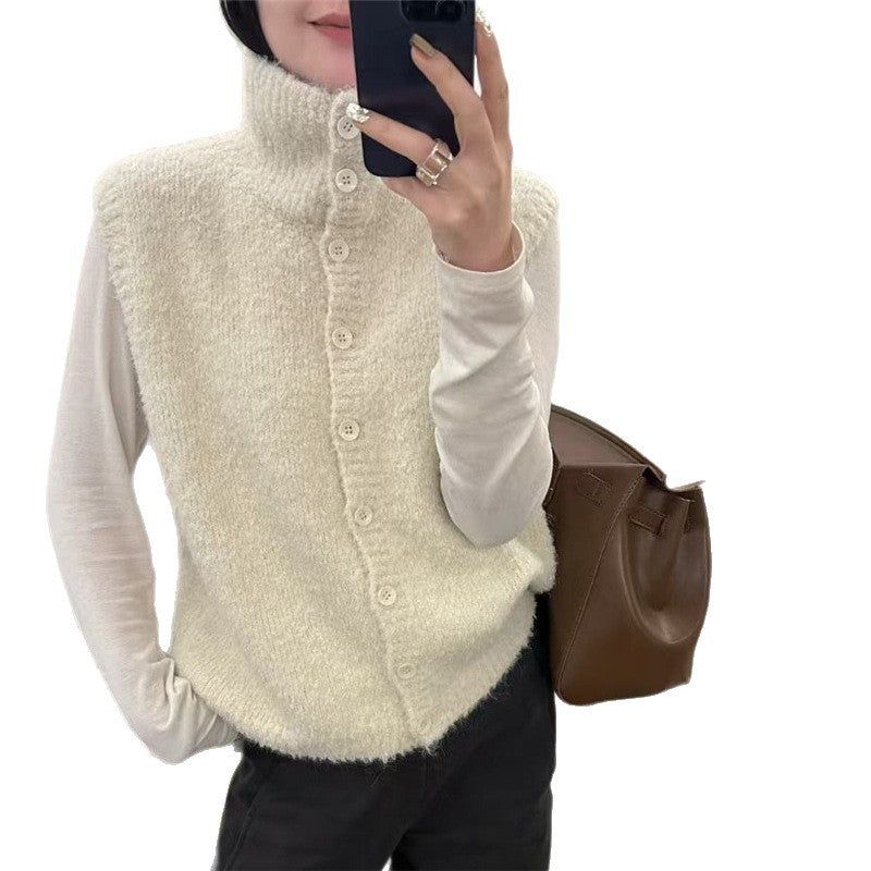 Womens Knitted Sleeveless Turtleneck Sweater Vest