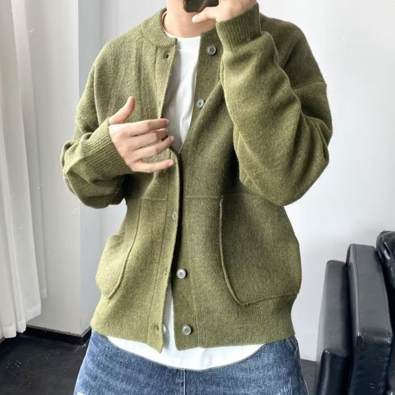 Japanese Wool Cardigan Men's Spring And Autumn Hong Kong Style Sweater