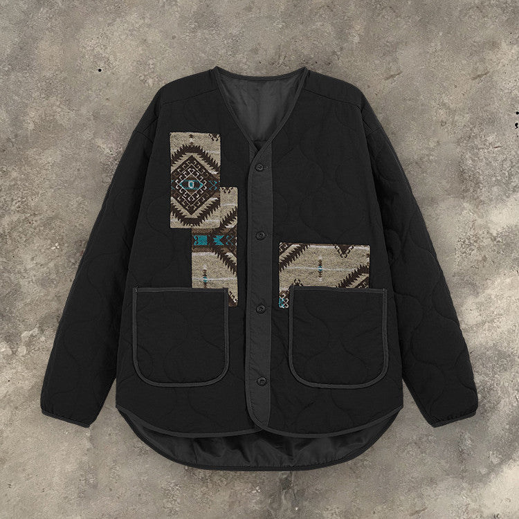Color Matching Ethnic Style Jacket Japanese-style Retro Loose
