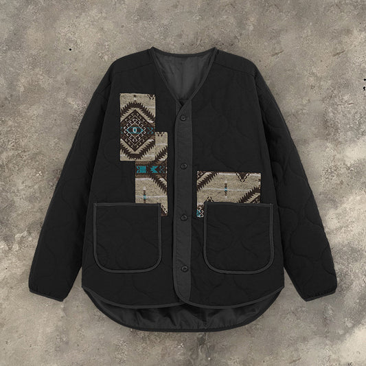 Color Matching Ethnic Style Jacket Japanese-style Retro Loose