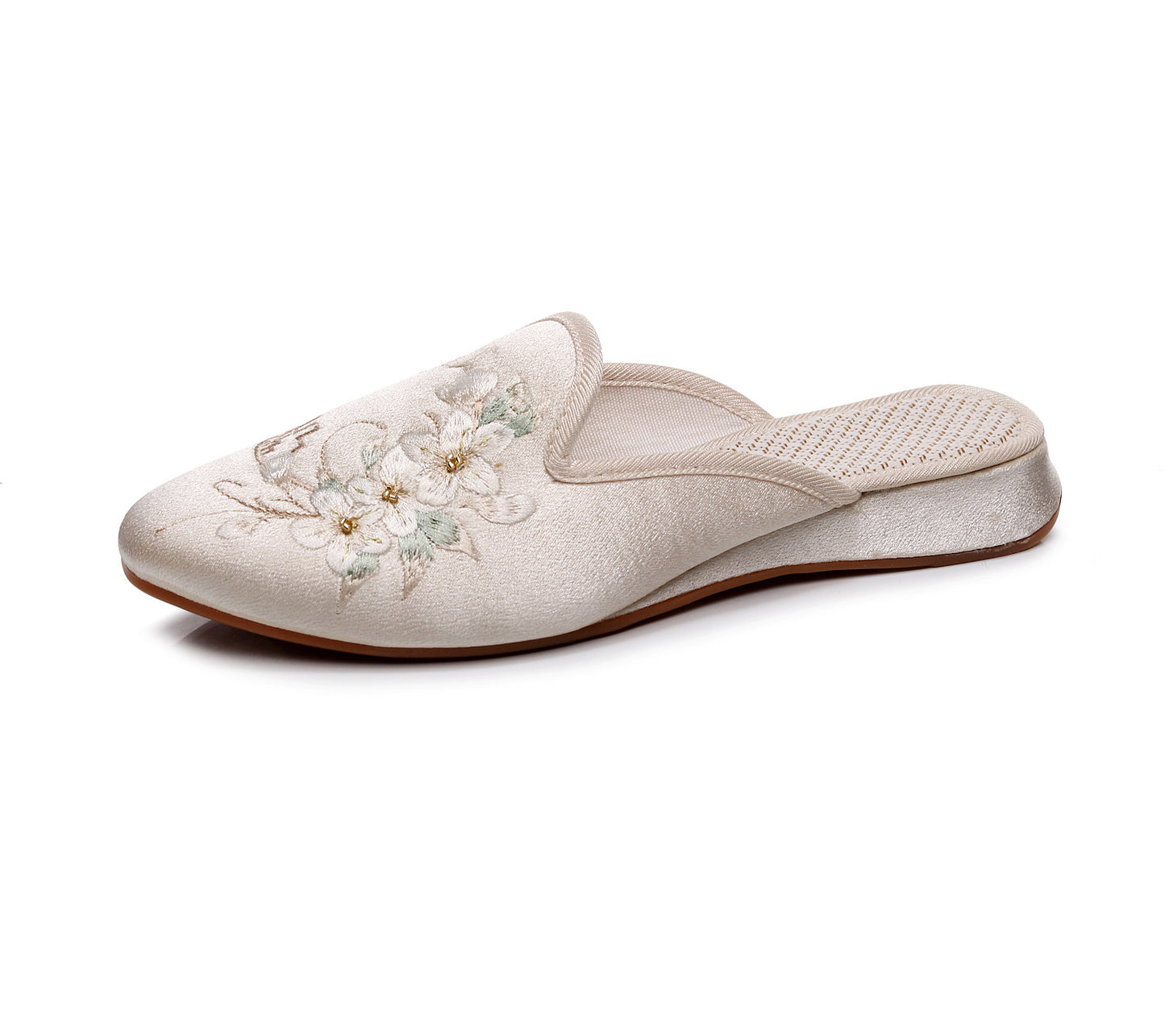 Women's Mercerizing Satin-surface Embroidered Slippers