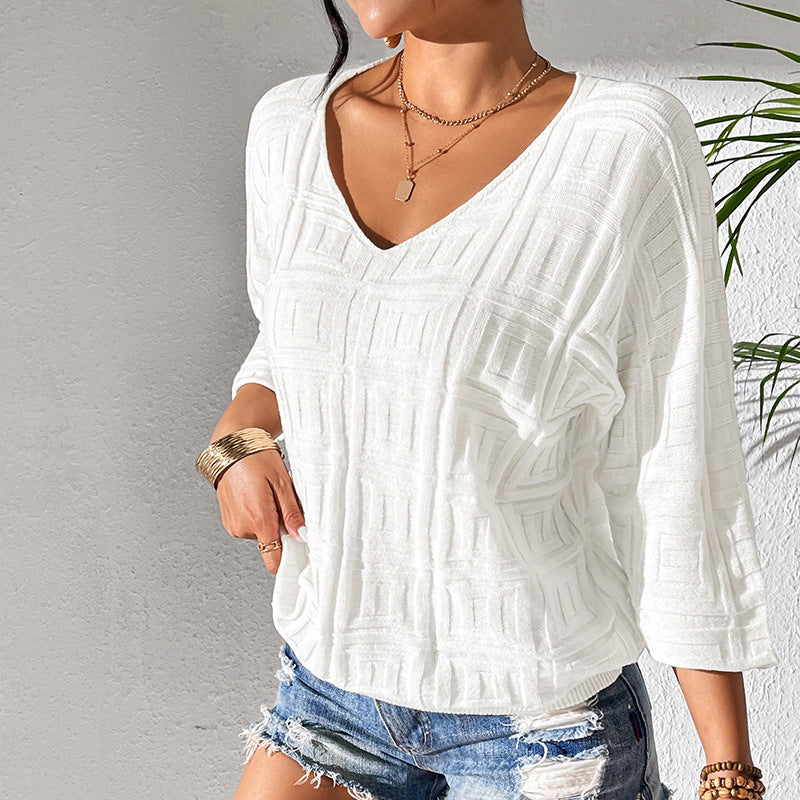 Solid Color Sweater Simple Loose Casual Top