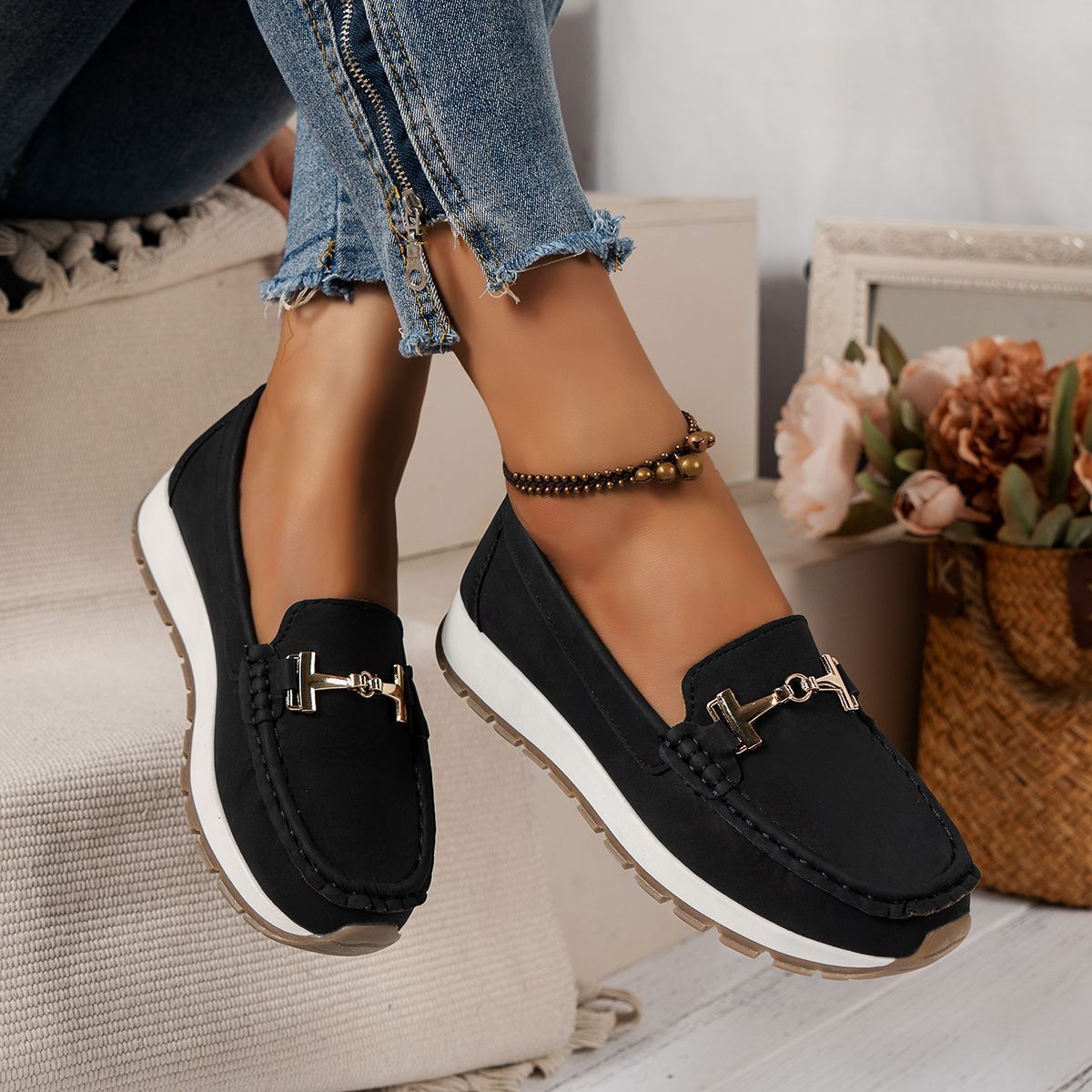 Sko til kvinder skridsikker blød bund loafers casual pumps