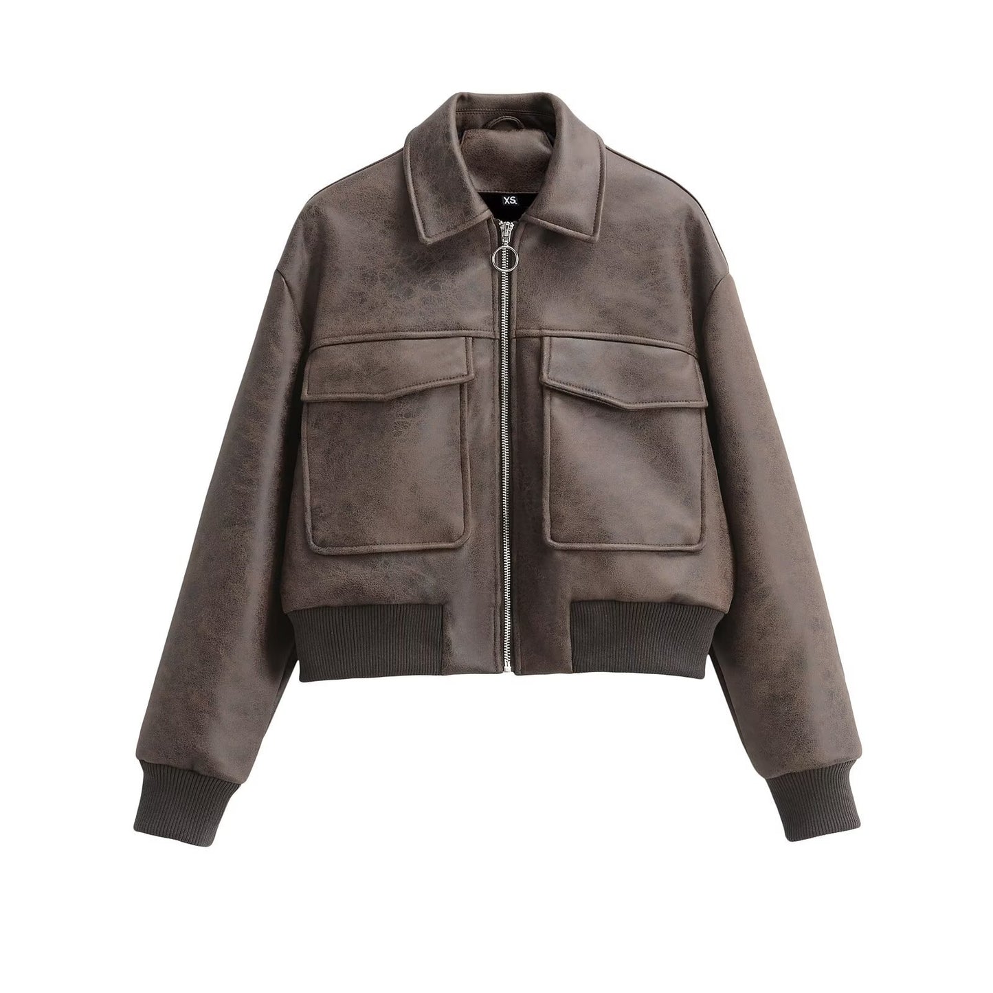 American Retro Faux Leather Pilot Lapel Pocket