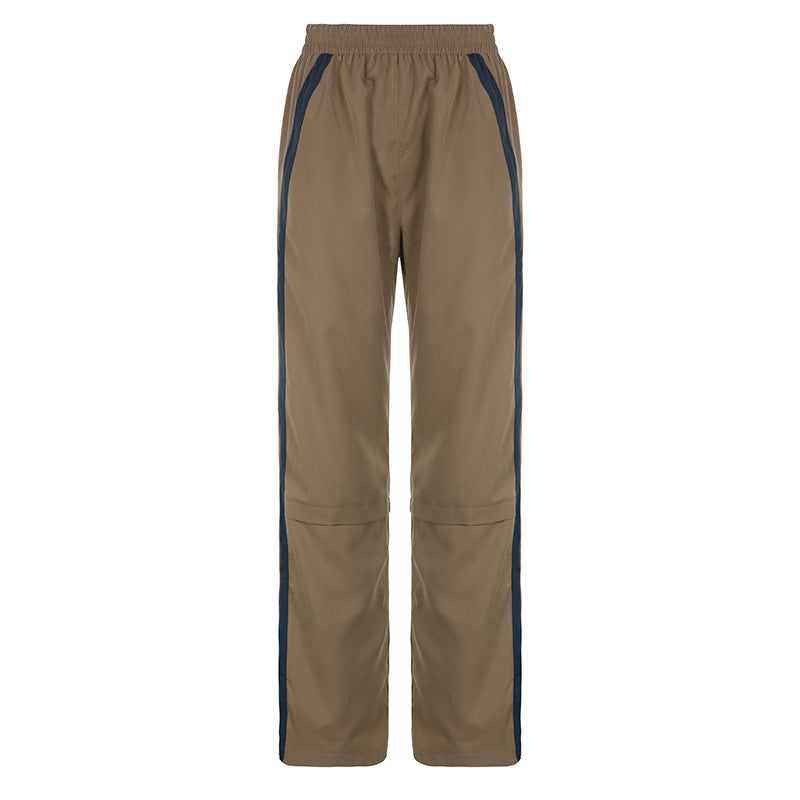Side Contrast Stripe Splice Relaxed Pants