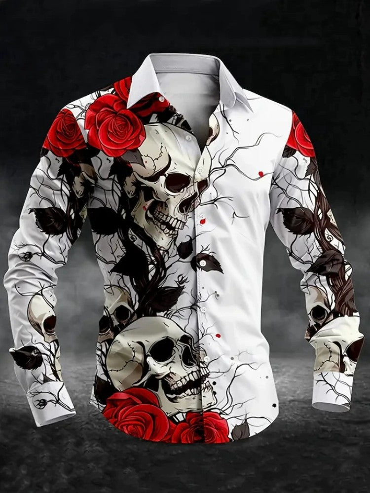 European And American Spring And Autumn Leisure Personalized Trendy Men Long Sleeve 3D Printed Shirt