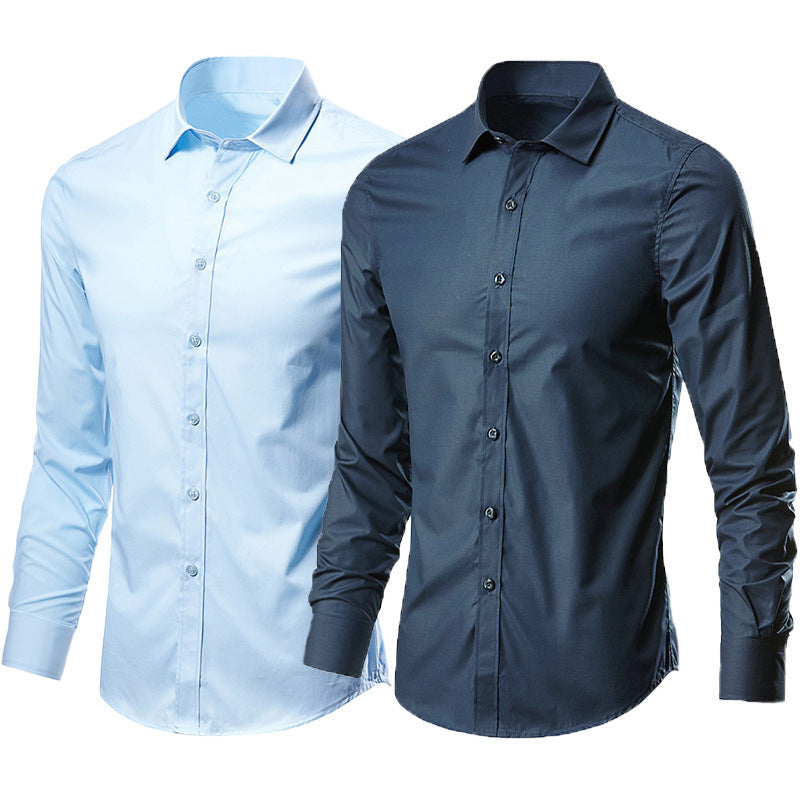Men White Casual Suit Shirt Solid Color