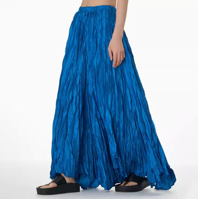 Irregular Ultra-long Mop Umbrella Skirt Slimming Pleated Half-length