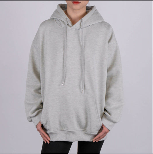 Efterårs- og vinterfleece-sweater med hætte til mænd og kvinder – sportspullover