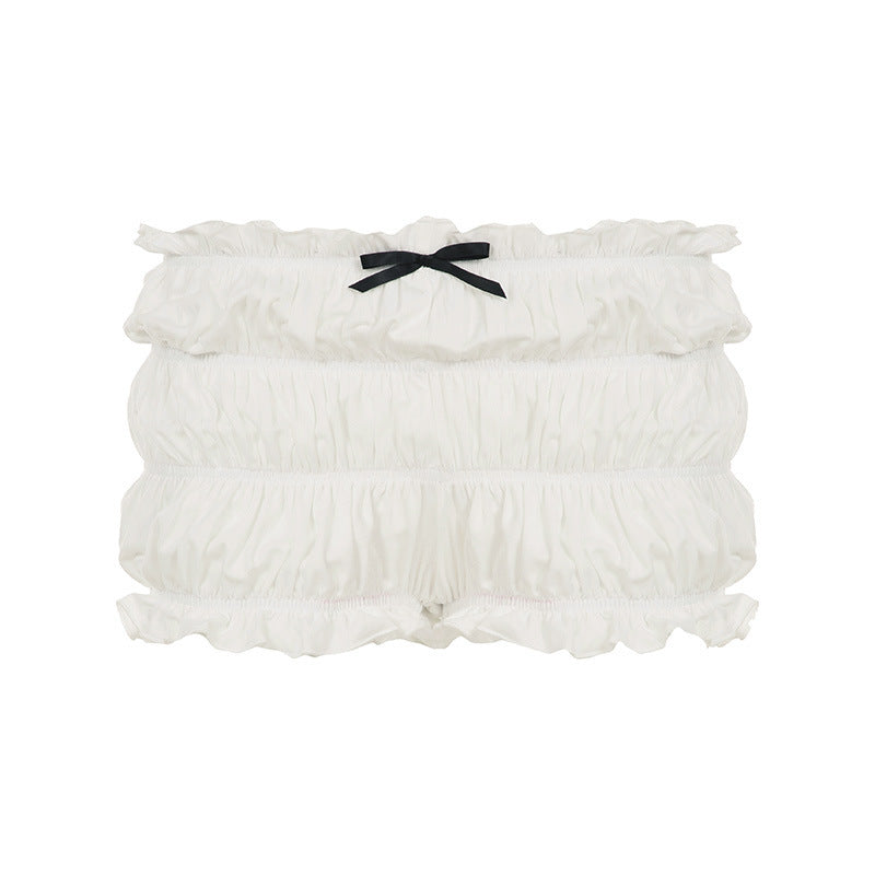 Sweet And Spicy Girly Style Pleated Low Waist Bow Bud-waisted Shorts
