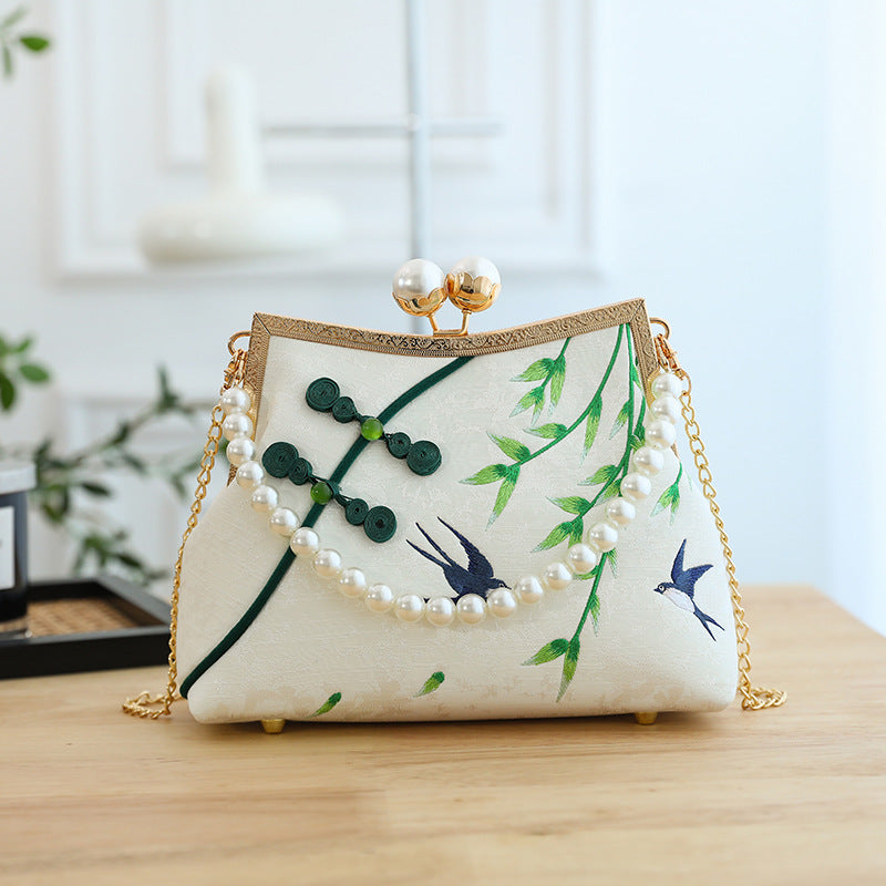 Lucky Bamboo Broderi Håndtasker til Kvinder