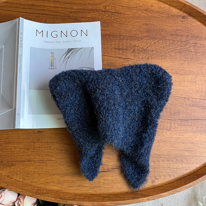 Warm Ear Protection Wool Blended Bear Ear Knitted Hat